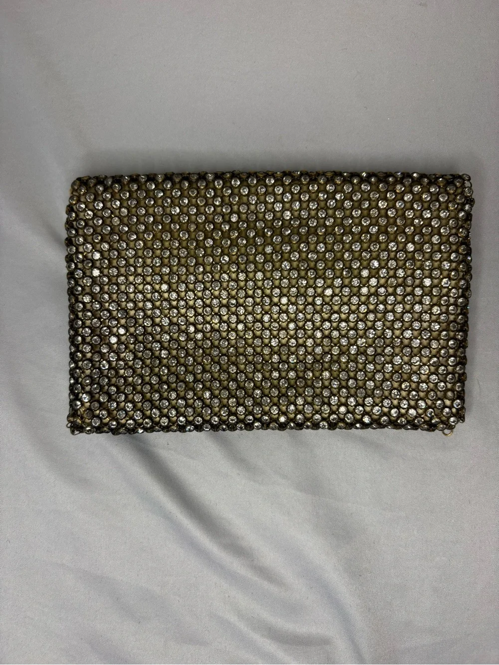 Vintage Saks Fifth Avenue Embellished Gold Crystal Cluth